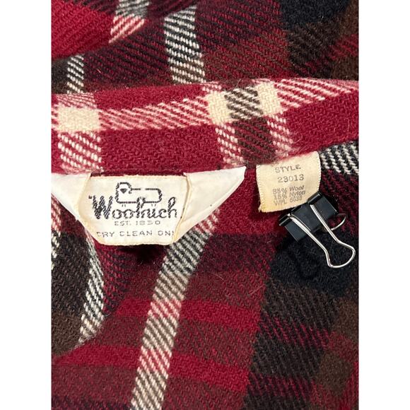 Vtg Woolrich Shirt Jacket Shacket Mens Large Red Black Buffalo Check Wool Blend - Picture 8 of 11